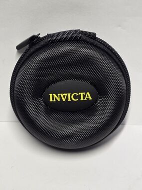 Invicta Single Watch Travel Case w/ Zipper, Black/Yellow (IPM247-BLK)
